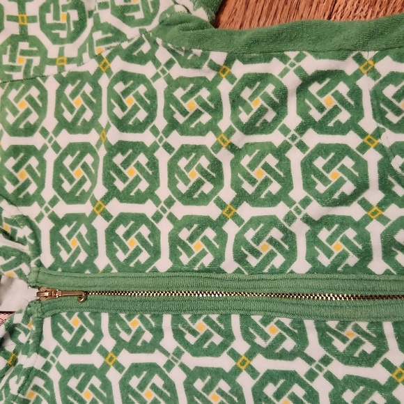 Vintage Juicy Couture  Green Print Short Sleeve Hoodie Terry Cloth XS-S - Picture 2 of 6